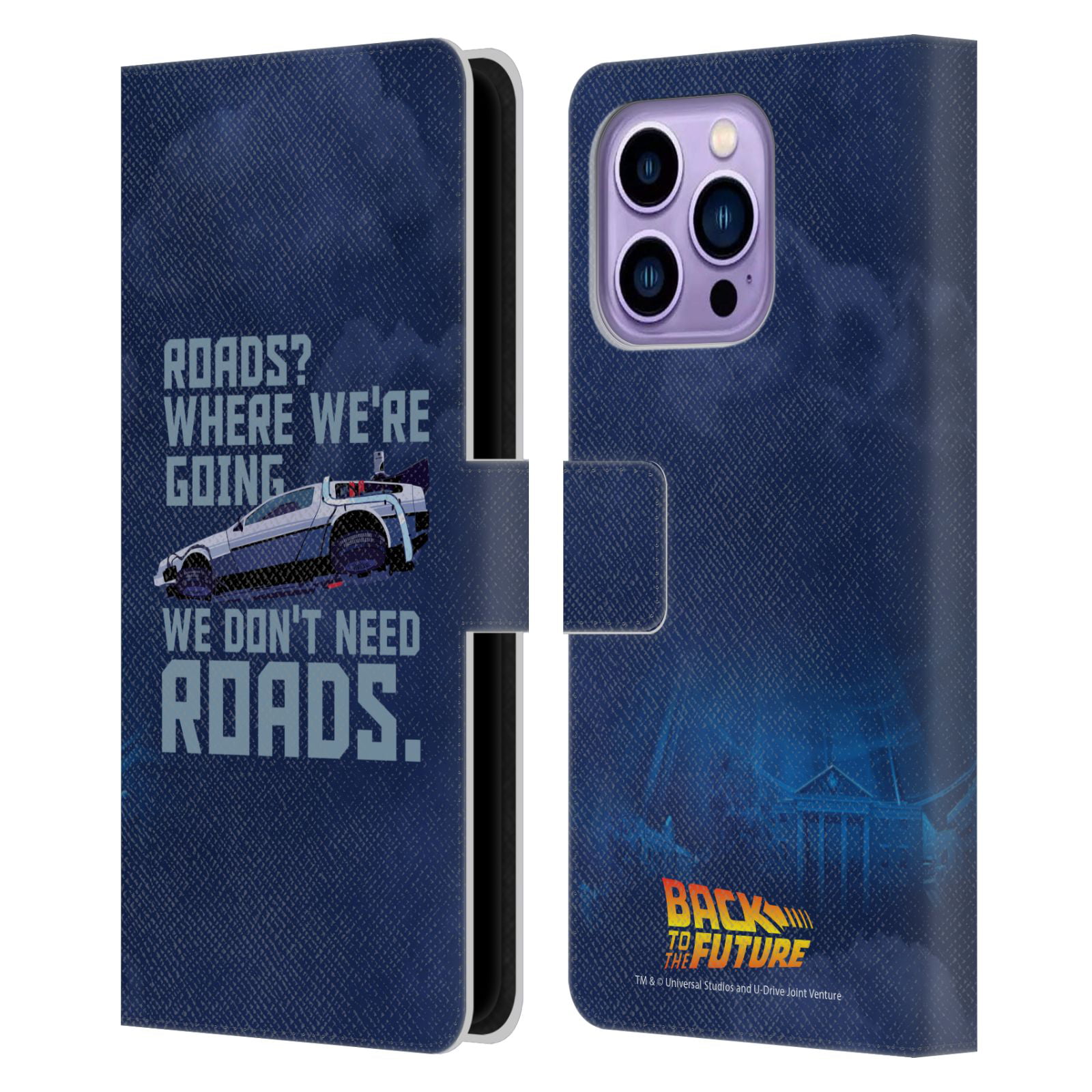 Head Case Designs Officially Licensed Back to the Future I Graphics  Delorean 2 Leather Book Wallet Case Cover Compatible with Apple iPhone 14  Pro Max