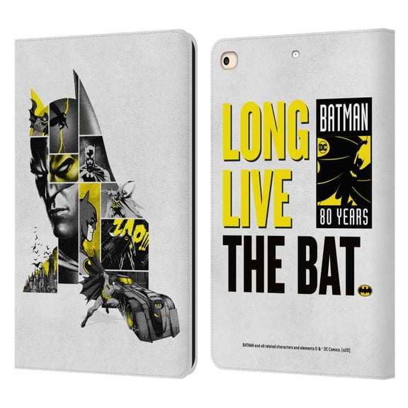 Head Case Designs Officially Licensed Batman DC Comics 80th Anniversary Collage Leather Book Wallet Case Cover Compatible with Apple iPad 9.7 2017 / iPad 9.7 2018