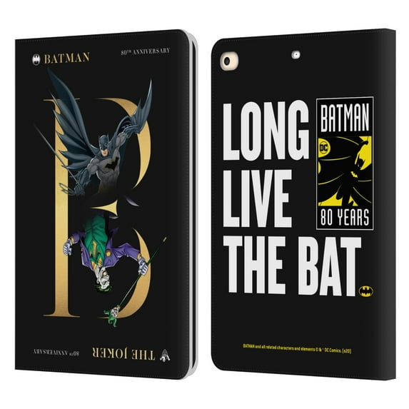 Head Case Designs Officially Licensed Batman DC Comics 80th Anniversary Joker Rivalry Leather Book Wallet Case Cover Compatible with Apple iPad 9.7 2017 / iPad 9.7 2018