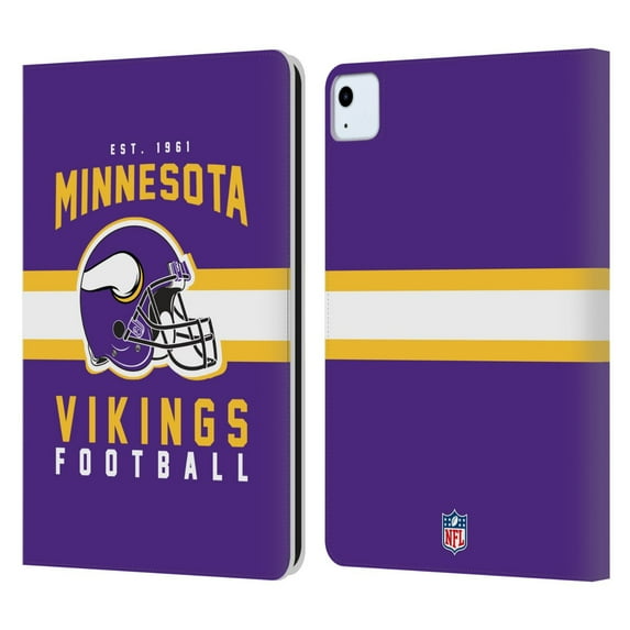 Head Case Designs NFL Minnesota Vikings Graphics Helmet Typography Leather Book Wallet Case Cover For Apple iPad Air 11 2020/2022/2024/2025