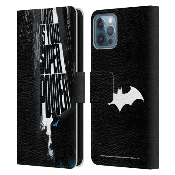 Head Case Designs Officially Licensed Batman DC Comics Duality Super Power Leather Book Wallet Case Cover Compatible with Apple iPhone 12 / iPhone 12 Pro