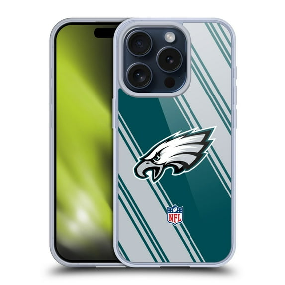 Head Case Designs NFL Philadelphia Eagles Artwork Stripes Soft Gel Case for Apple iPhone 15 Pro