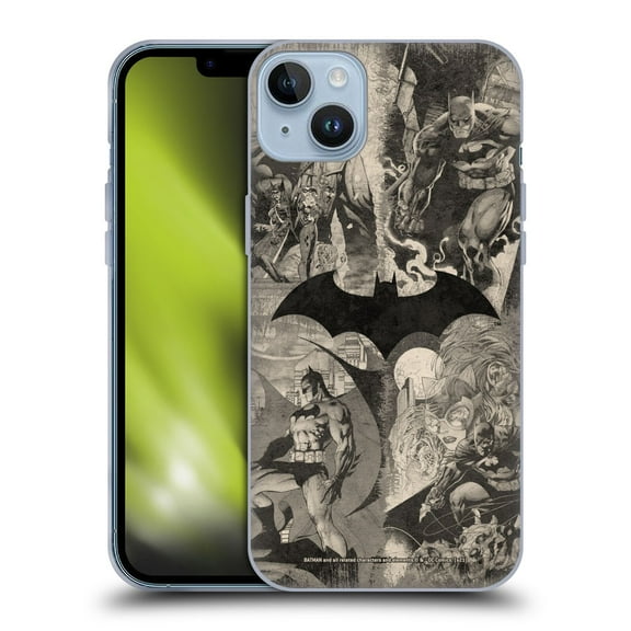 Head Case Designs Officially Licensed Batman DC Comics Hush Logo Collage Distressed Soft Gel Case Compatible with Apple iPhone 14 Plus