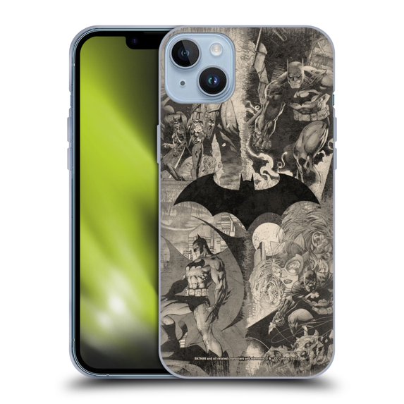 Head Case Designs Officially Licensed Batman DC Comics Hush Logo Collage Distressed Soft Gel Case Compatible with Apple iPhone 14 Plus