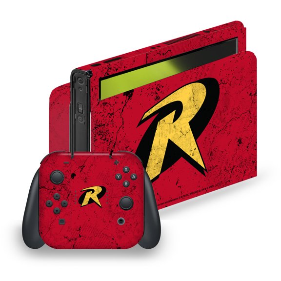 Head Case Designs Officially Licensed Batman DC Comics Logos And Comic Book Robin Vinyl Sticker Skin Decal Cover Compatible with Nintendo Switch OLED