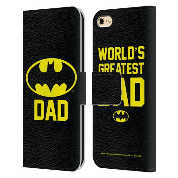 Head Case Designs Officially Licensed Batman DC Comics Logos Batdad Leather Book Wallet Case Cover Compatible with Apple iPhone 6 / iPhone 6s