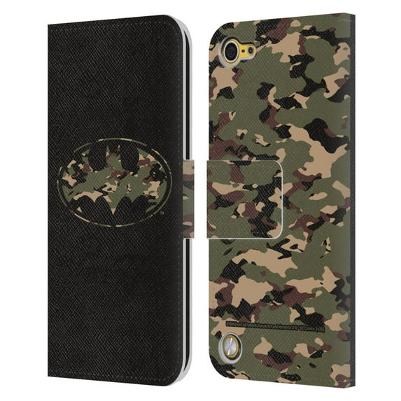 Head Case Designs Officially Licensed Batman DC Comics Logos Camouflage Leather Book Wallet Case Cover Compatible with Apple iPod Touch 5G 5th Gen