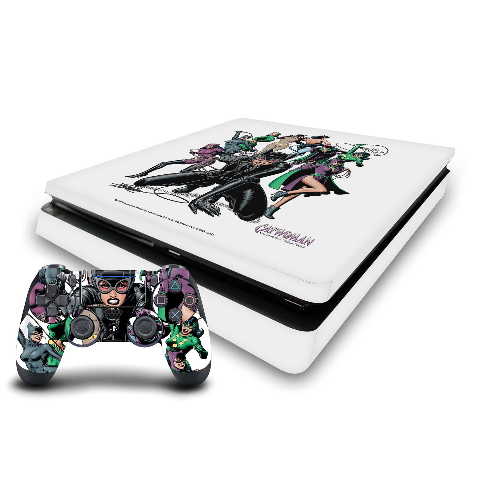 Head Case Designs Officially Licensed Batman DC Comics Logos And Comic Book Catwoman Vinyl Sticker Skin Decal Cover Compatible with Sony PS4 Slim Console & Controller