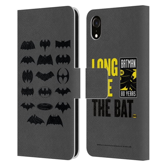 Head Case Designs Officially Licensed Batman DC Comics Logos Comic Leather Book Wallet Case Cover Compatible with Apple iPhone XR