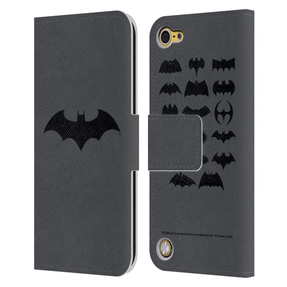 Head Case Designs Officially Licensed Batman DC Comics Logos Hush Leather Book Wallet Case Cover Compatible with Apple iPod Touch 5G 5th Gen