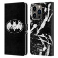 thumbnail image 1 of Head Case Designs Officially Licensed Batman DC Comics Logos Marble Leather Book Wallet Case Cover Compatible with Apple iPhone 14 Pro, 1 of 6