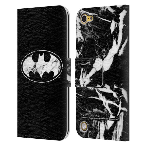 Head Case Designs Officially Licensed Batman DC Comics Logos Marble Leather Book Wallet Case Cover Compatible with Apple iPod Touch 5G 5th Gen