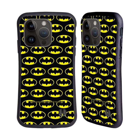 Head Case Designs Officially Licensed Batman DC Comics Logos Patterns Hybrid Case Compatible with Apple iPhone 15 Pro