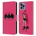 thumbnail image 1 of Head Case Designs Officially Licensed Batman DC Comics Logos Pink Leather Book Wallet Case Cover Compatible with Apple iPhone 14, 1 of 6