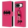 thumbnail image 1 of Head Case Designs Officially Licensed Batman DC Comics Logos Pink Leather Book Wallet Case Cover Compatible with Google Pixel 8, 1 of 6