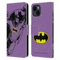 thumbnail image 1 of Head Case Designs Officially Licensed Batman DC Comics Logos Purple Leather Book Wallet Case Cover Compatible with Apple iPhone 15, 1 of 6