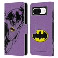 thumbnail image 1 of Head Case Designs Officially Licensed Batman DC Comics Logos Purple Leather Book Wallet Case Cover Compatible with Google Pixel 8, 1 of 6