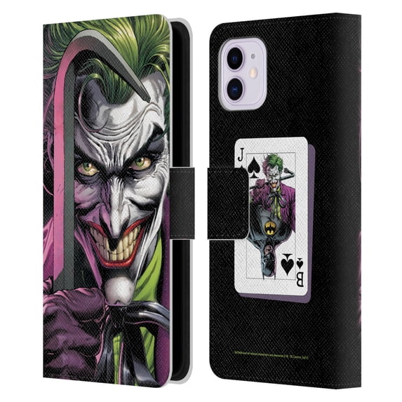 Head Case Designs Officially Licensed Batman DC Comics Three Jokers The Clown Leather Book Wallet Case Cover Compatible with Apple iPhone 11