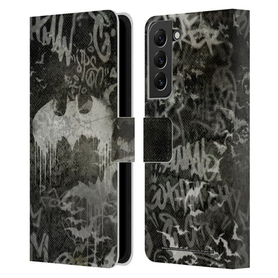 Head Case Designs Officially Licensed Batman DC Comics Vintage Fashion Graffiti Logo Leather Book Wallet Case Cover Compatible with Samsung Galaxy S22+ 5G