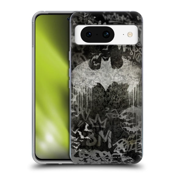 Head Case Designs Officially Licensed Batman DC Comics Vintage Fashion Graffiti Logo Soft Gel Case Compatible with Google Pixel 8