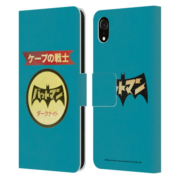 Head Case Designs Officially Licensed Batman DC Comics Vintage Fashion Japanese Logo Leather Book Wallet Case Cover Compatible with Apple iPhone XR