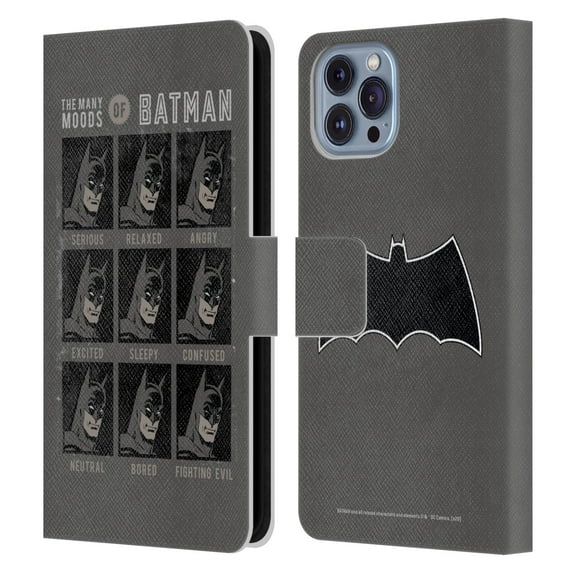 Head Case Designs Officially Licensed Batman DC Comics Vintage Fashion Many Moods Leather Book Wallet Case Cover Compatible with Apple iPhone 14