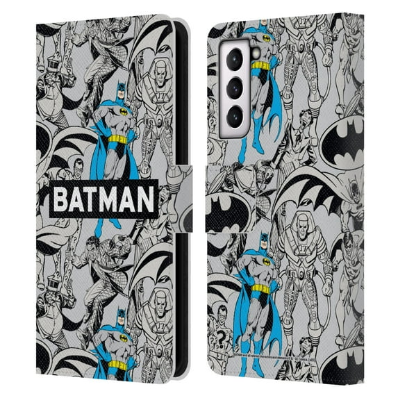 Head Case Designs Officially Licensed Batman DC Comics Vintage Fashion Patterns Leather Book Wallet Case Cover Compatible with Samsung Galaxy S21 5G