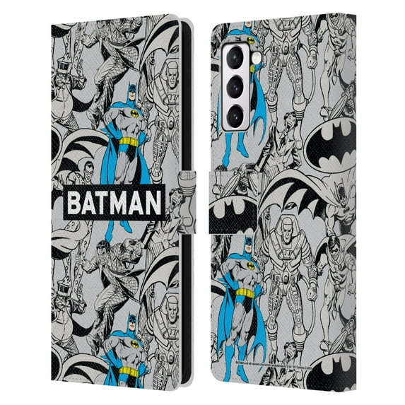 Head Case Designs Officially Licensed Batman DC Comics Vintage Fashion Patterns Leather Book Wallet Case Cover Compatible with Samsung Galaxy S21+ 5G
