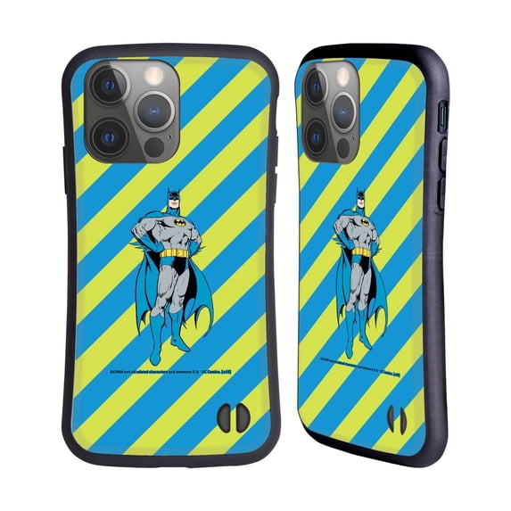 Head Case Designs Officially Licensed Batman DC Comics Vintage Fashion Stripes Hybrid Case Compatible with Apple iPhone 14 Pro