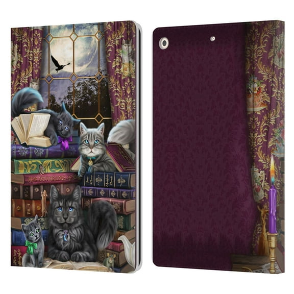 Head Case Designs Officially Licensed Brigid Ashwood Cats Storytime Cats And Books Leather Book Wallet Case Cover Compatible with Apple iPad 10.2 2019/2020/2021