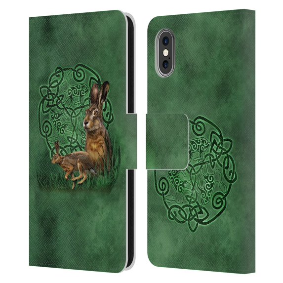 Head Case Designs Officially Licensed Brigid Ashwood Celtic Wisdom 2 Hare Leather Book Wallet Case Cover Compatible with Apple iPhone X / iPhone XS