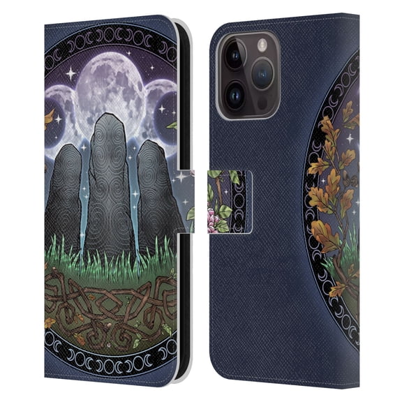 Head Case Designs Officially Licensed Brigid Ashwood Celtic Wisdom 3 Awen Stones Leather Book Wallet Case Cover Compatible with Apple iPhone 15 Pro Max