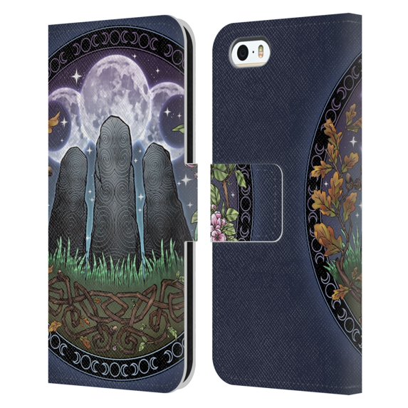 Head Case Designs Officially Licensed Brigid Ashwood Celtic Wisdom 3 Awen Stones Leather Book Wallet Case Cover Compatible with Apple iPhone 5 / 5s / iPhone SE 2016
