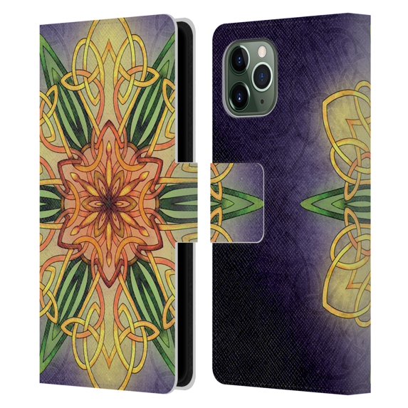 Head Case Designs Officially Licensed Brigid Ashwood Celtic Wisdom 3 Daffodil Leather Book Wallet Case Cover Compatible with Apple iPhone 11 Pro