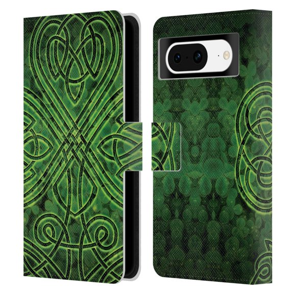 Head Case Designs Officially Licensed Brigid Ashwood Celtic Wisdom 3 Irish Shamrock Leather Book Wallet Case Cover Compatible with Google Pixel 8
