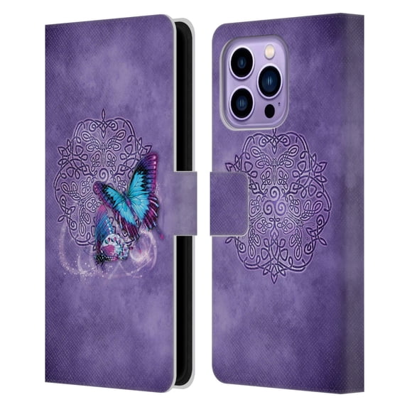 Head Case Designs Officially Licensed Brigid Ashwood Celtic Wisdom Butterfly Leather Book Wallet Case Cover Compatible with Apple iPhone 14 Pro Max