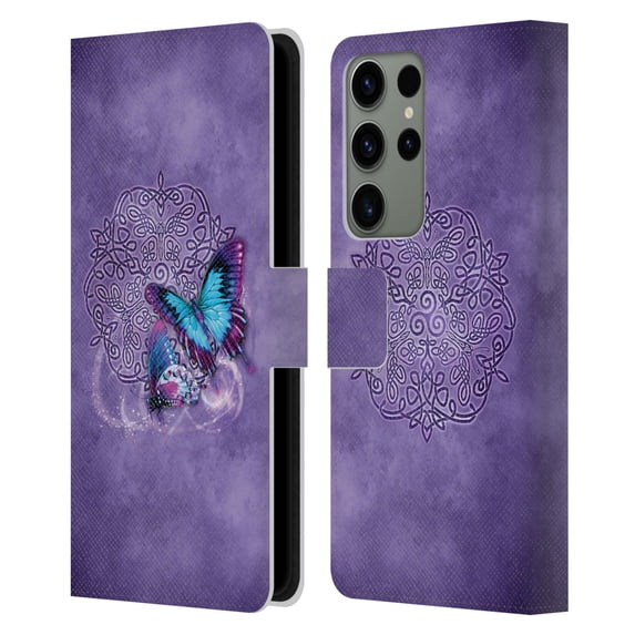 Head Case Designs Officially Licensed Brigid Ashwood Celtic Wisdom Butterfly Leather Book Wallet Case Cover Compatible with Samsung Galaxy S23 Ultra 5G