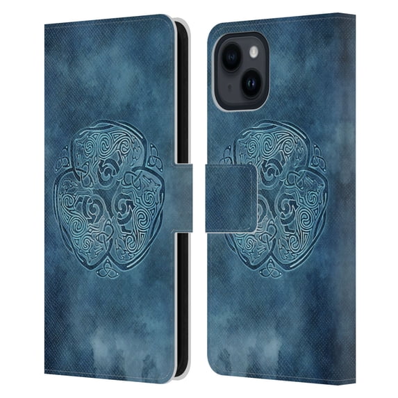 Head Case Designs Officially Licensed Brigid Ashwood Celtic Wisdom Knot Wolf Leather Book Wallet Case Cover Compatible with Apple iPhone 15