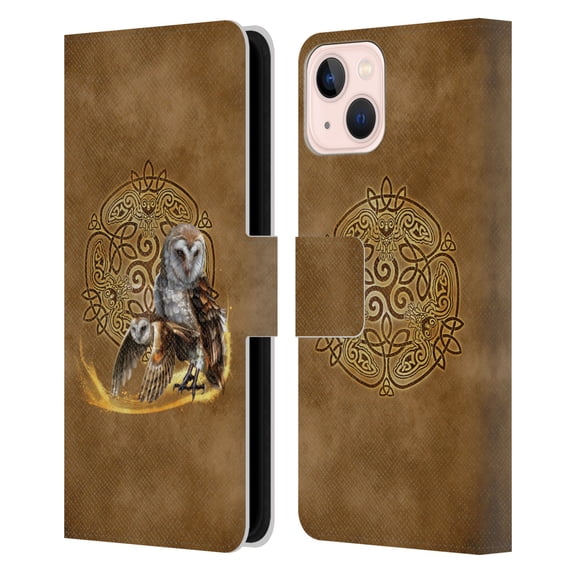 Head Case Designs Officially Licensed Brigid Ashwood Celtic Wisdom Owl Leather Book Wallet Case Cover Compatible with Apple iPhone 13