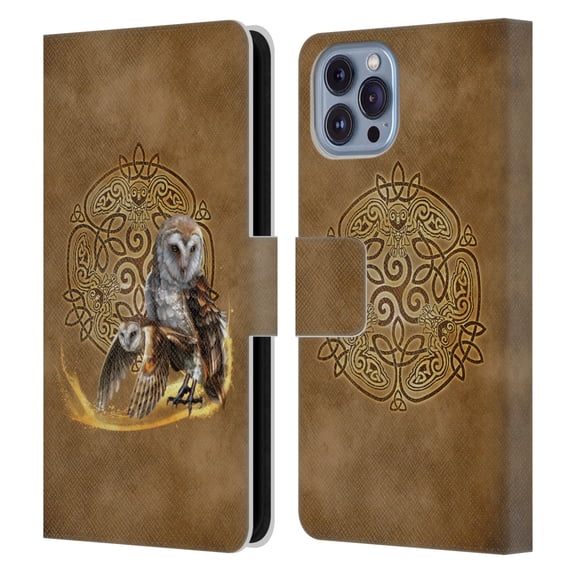 Head Case Designs Officially Licensed Brigid Ashwood Celtic Wisdom Owl Leather Book Wallet Case Cover Compatible with Apple iPhone 14