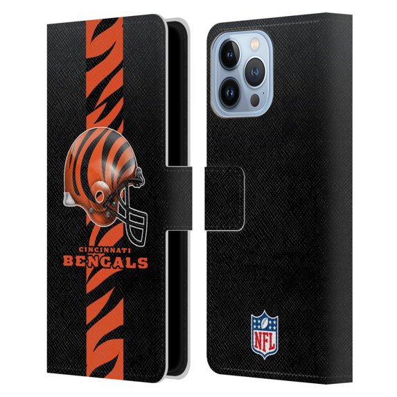 Head Case Designs NFL Cincinnati Bengals Logo Helmet Leather Book Wallet Case Cover For Apple iPhone 13 Pro Max