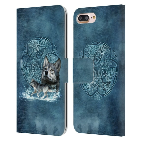 Head Case Designs Officially Licensed Brigid Ashwood Celtic Wisdom Wolf Leather Book Wallet Case Cover Compatible with Apple iPhone 7 Plus / iPhone 8 Plus