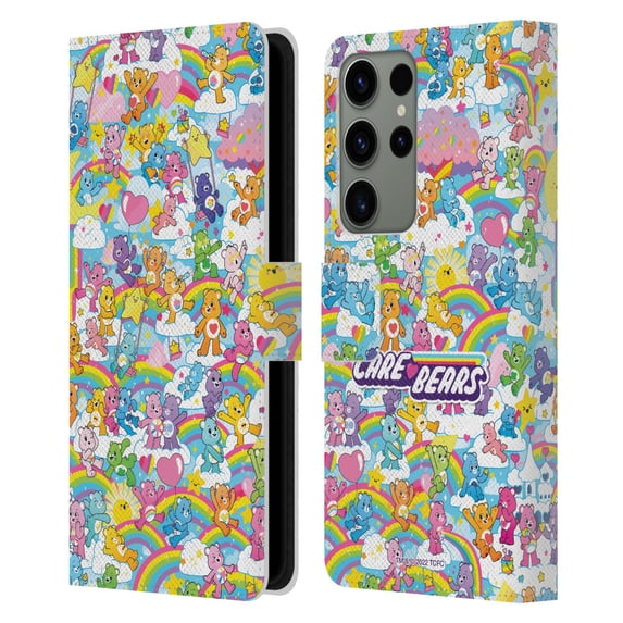 Head Case Designs Officially Licensed Care Bears 40th Anniversary Rainbow Leather Book Wallet Case Cover Compatible with Samsung Galaxy S23 Ultra 5G