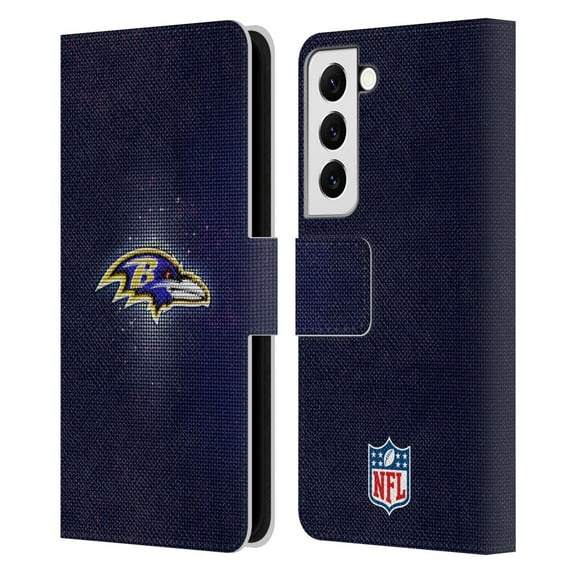 Head Case Designs NFL Baltimore Ravens Artwork LED Leather Book Wallet Case Cover For Samsung Galaxy S22 5G