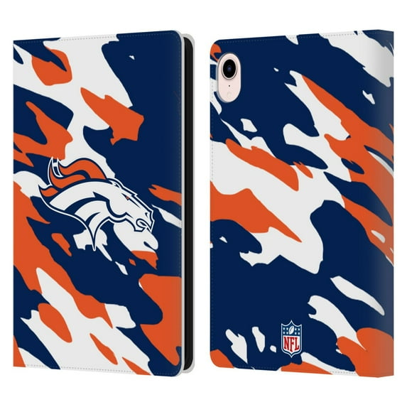 Head Case Designs NFL Denver Broncos Logo Camou Leather Book Wallet Case Cover For Apple iPad mini (2021/2024)