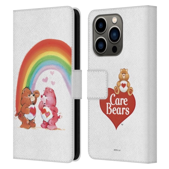 Head Case Designs Officially Licensed Care Bears Classic Rainbow Leather Book Wallet Case Cover Compatible with Apple iPhone 14 Pro