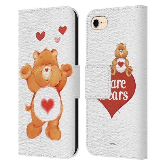 Head Case Designs Officially Licensed Care Bears Classic Tenderheart Leather Book Wallet Case Cover Compatible with Apple iPhone 7 / 8 / SE 2020 & 2022