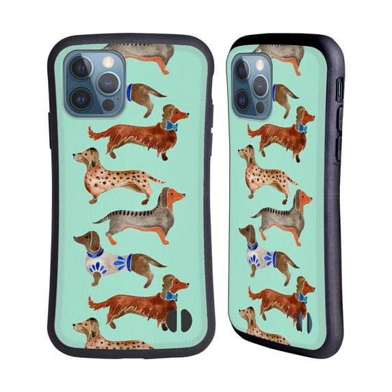 Head Case Designs Officially Licensed Cat Coquillette Animals Blue Dachshunds Hybrid Case Compatible with Apple iPhone 12 / iPhone 12 Pro