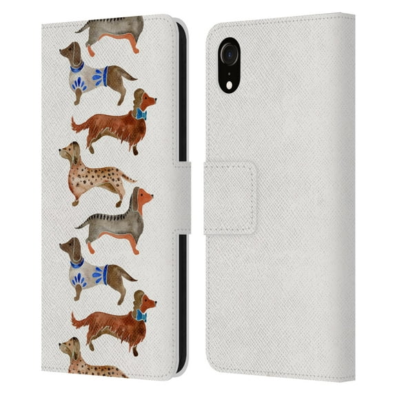 Head Case Designs Officially Licensed Cat Coquillette Animals Dachshunds Leather Book Wallet Case Cover Compatible with Apple iPhone XR