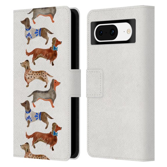 Head Case Designs Officially Licensed Cat Coquillette Animals Dachshunds Leather Book Wallet Case Cover Compatible with Google Pixel 8